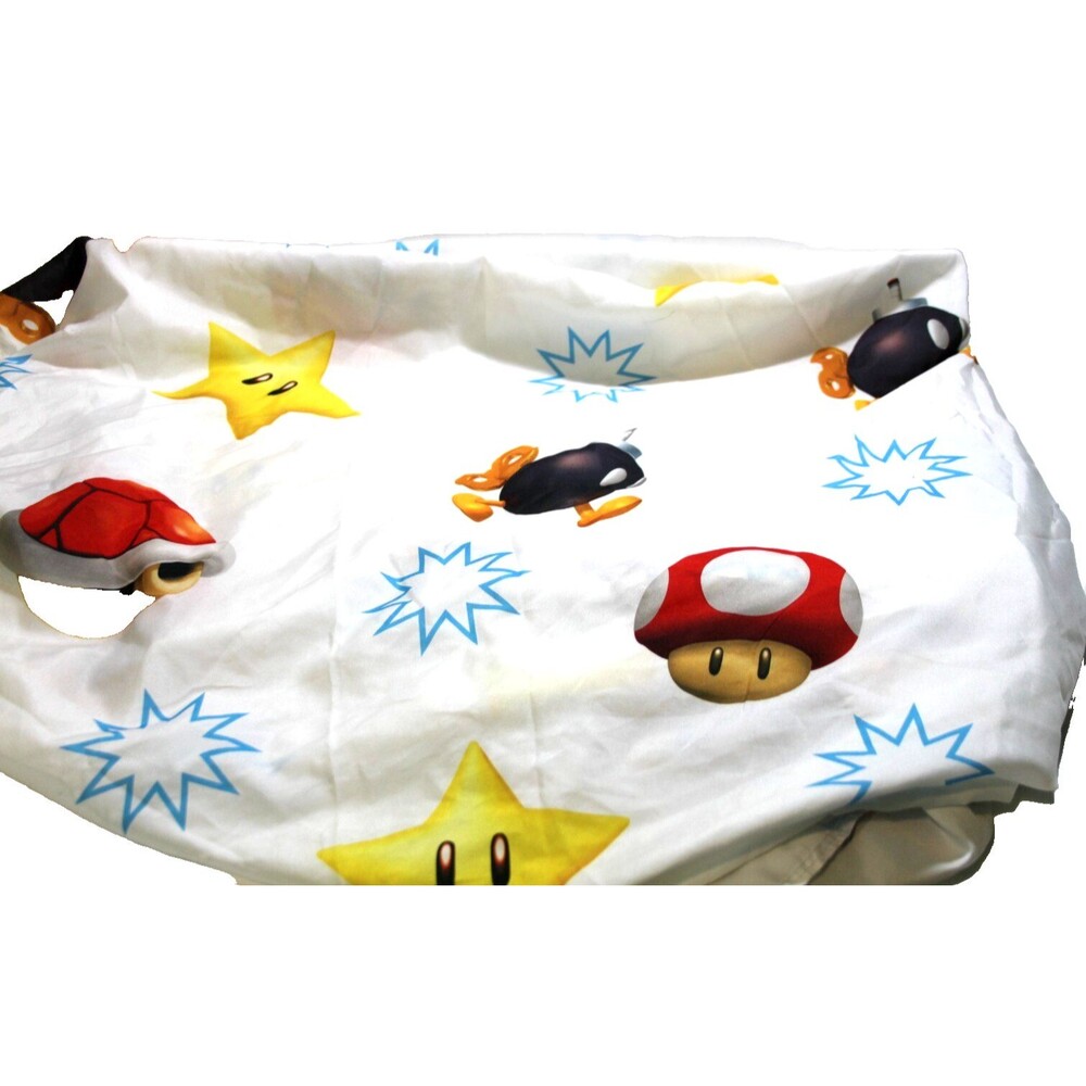 Nintendo Super Mario Official 2010 Twin White Fitted Sheet Bobomb Red Koopa